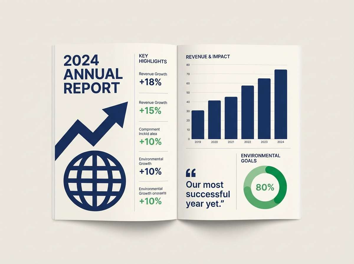 annual report in blue green