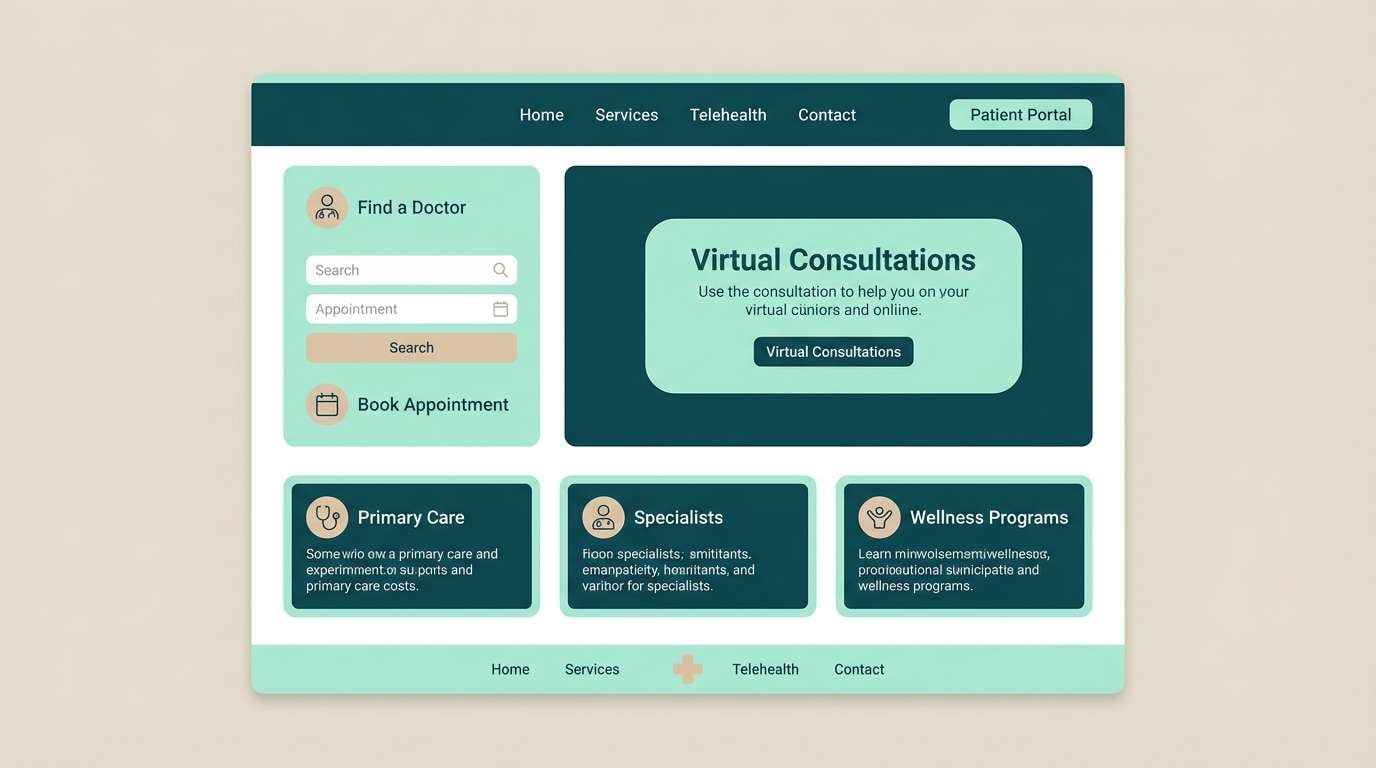 healthcare web in mint teal
