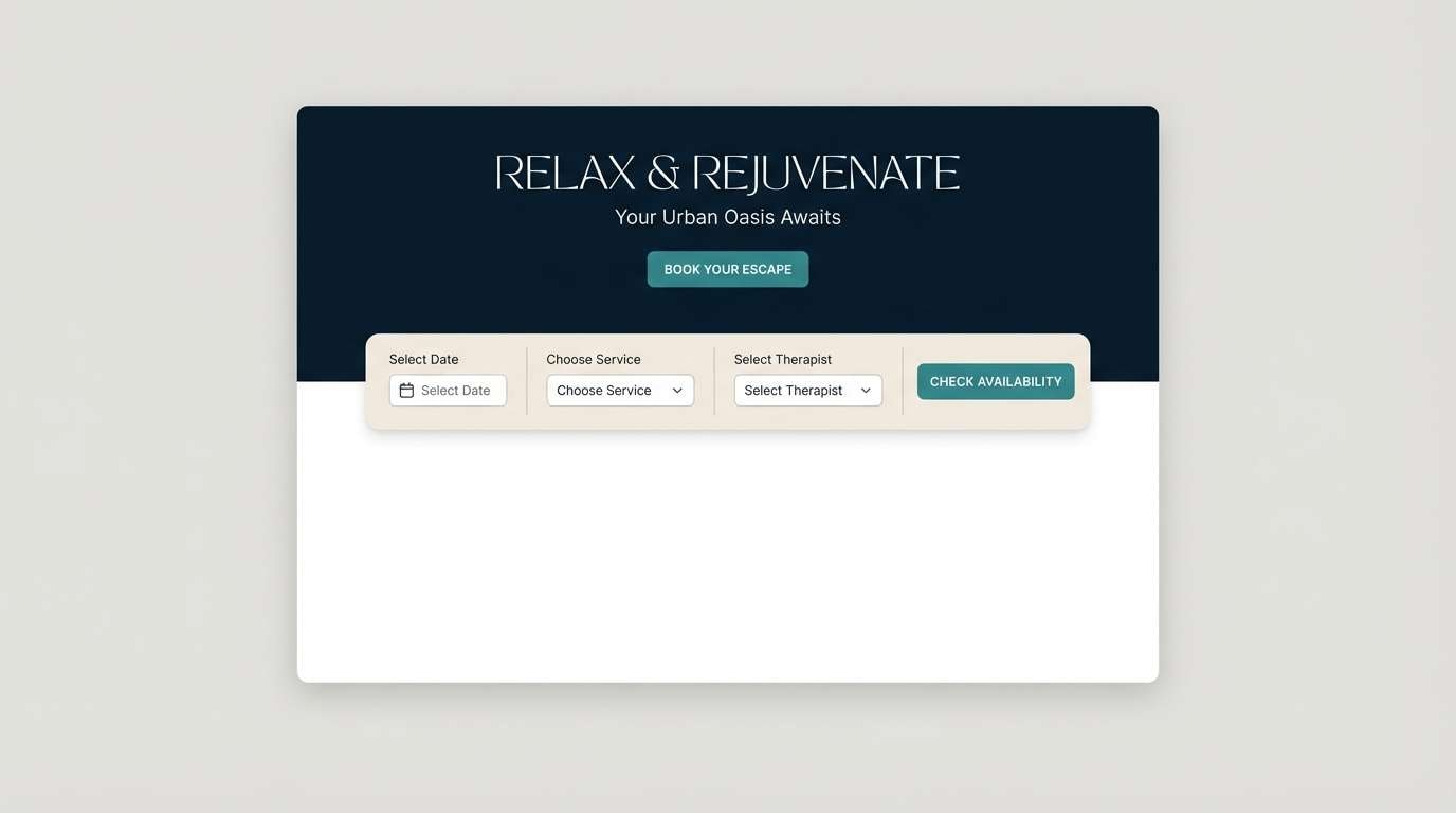 spa website in midnight teal