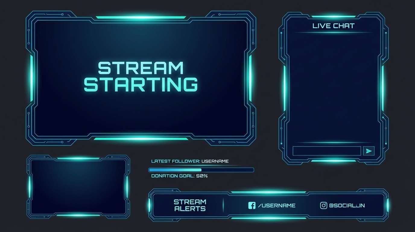 gaming overlay in neon teal