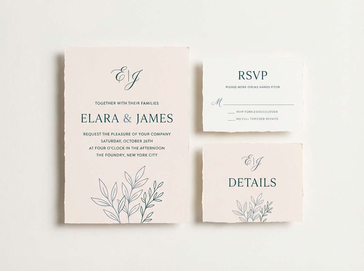 wedding invite in soft teal