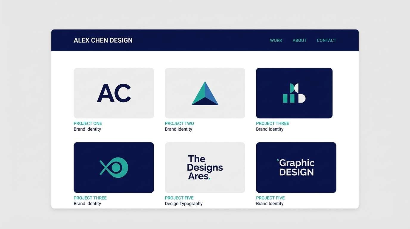 portfolio site in navy teal