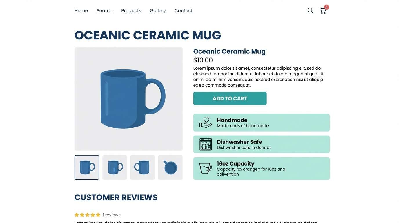 ecommerce ui in teal blue