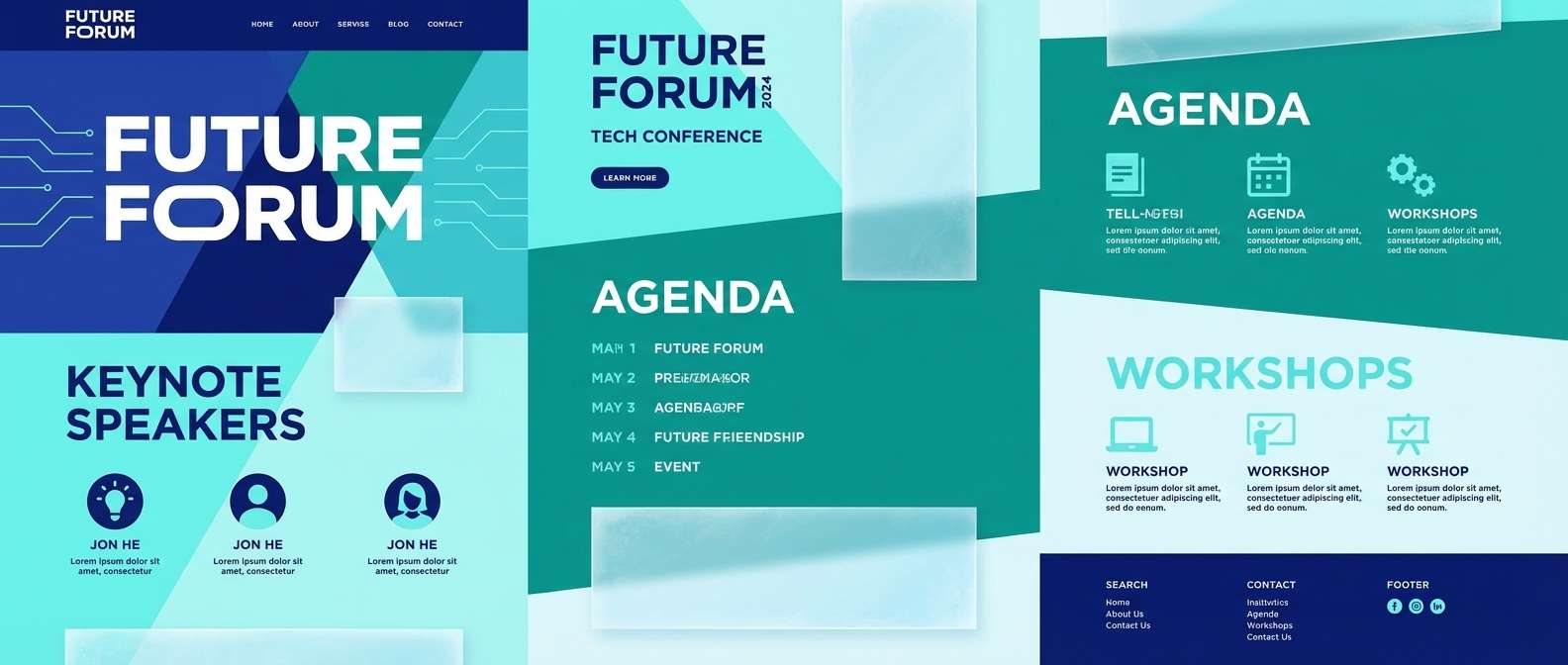 tech landing in cool teal