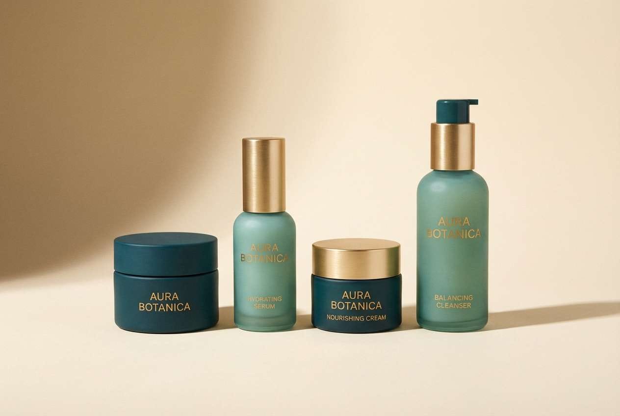 skincare packaging shot with sapphire tones