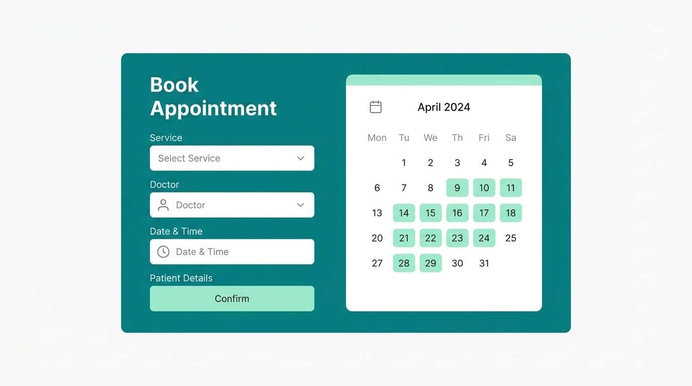 teal healthcare booking ui