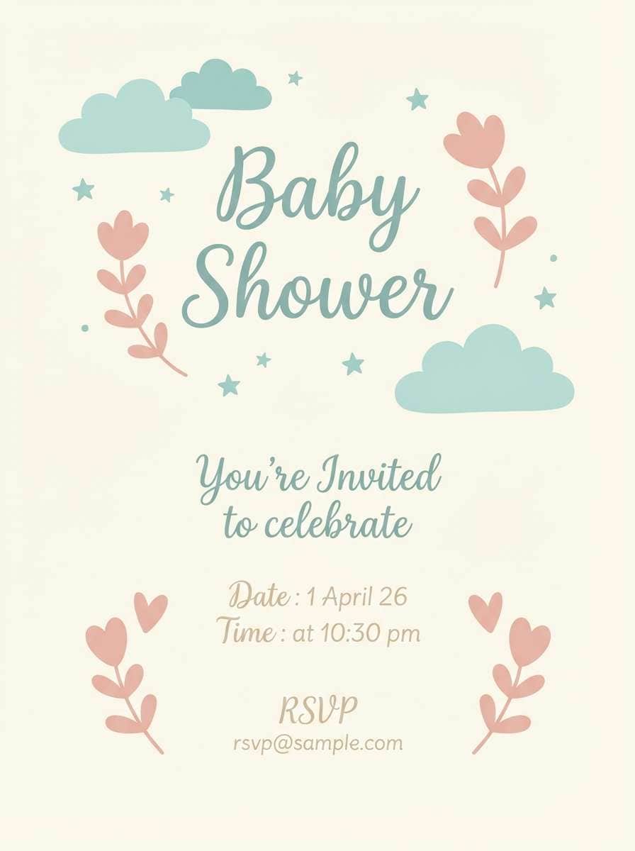 teal baby shower invite