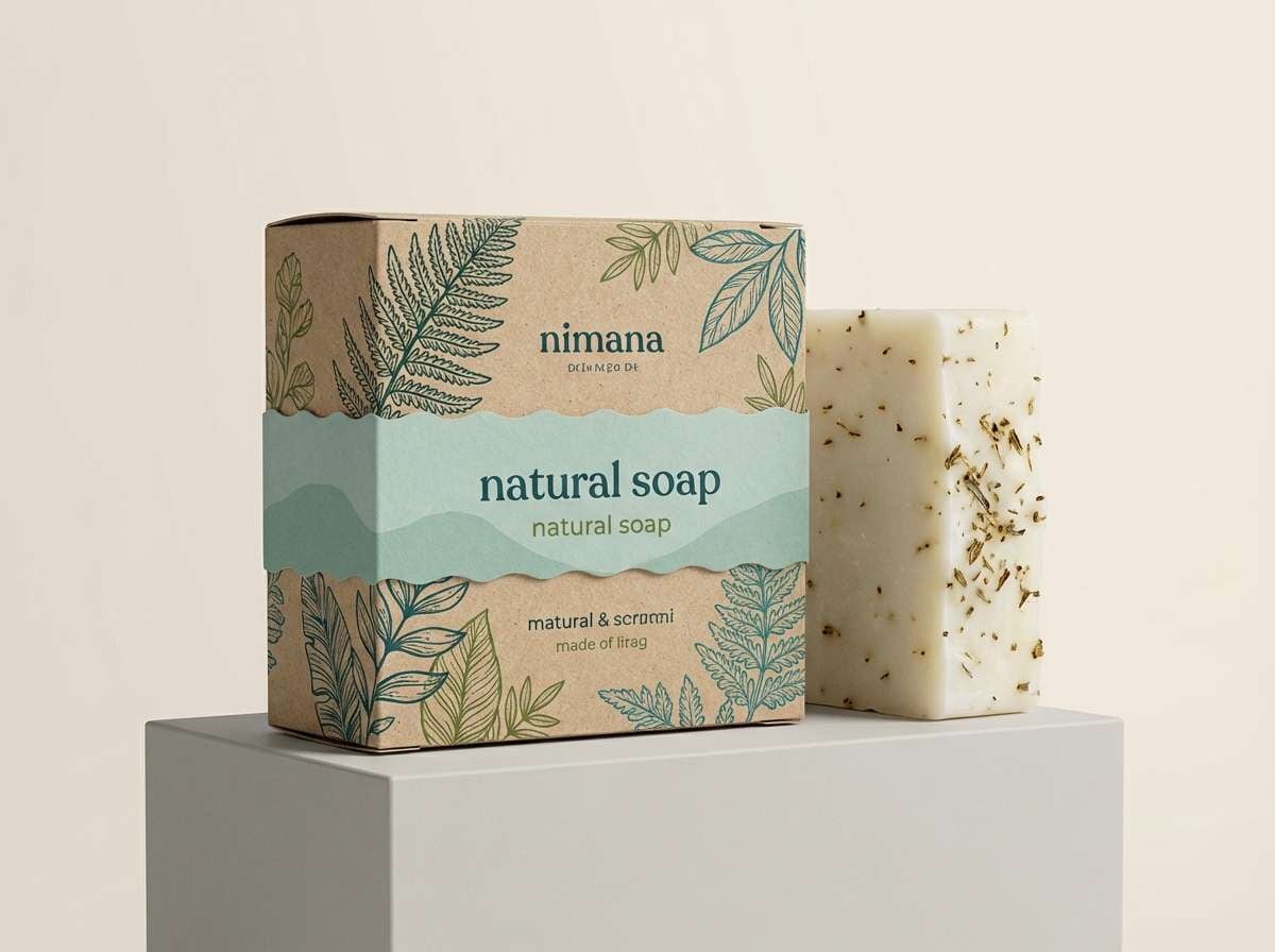 teal natural soap packaging