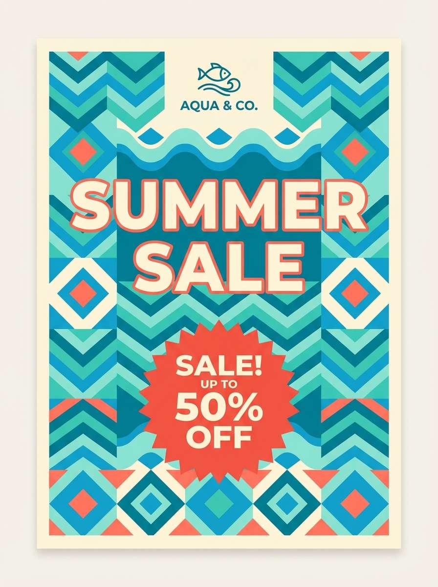 retro teal sale poster