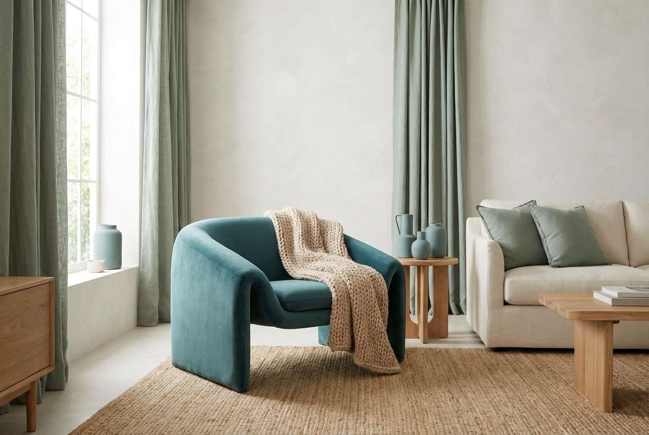 teal living room accents