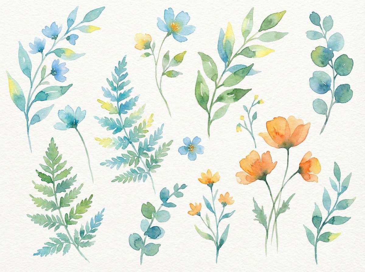 watercolor botanical set