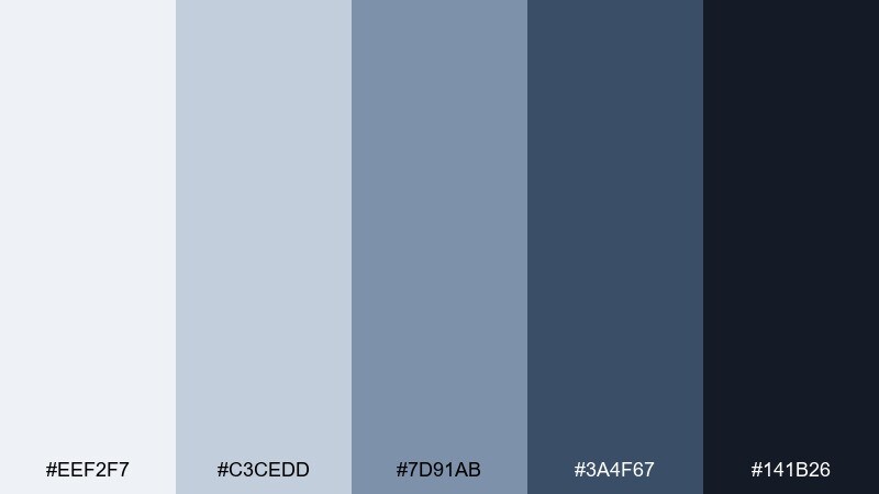 blue hour slate cool grey color palette with hex codes
