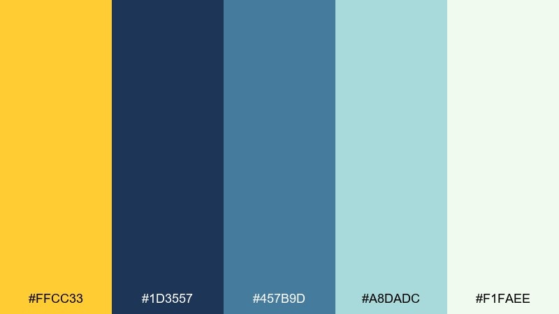 blue hour sunbeam color palette with hex codes