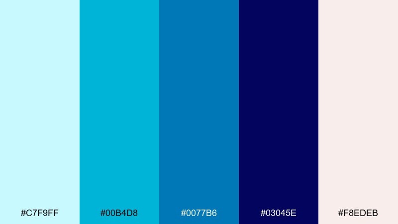 blue lagoon night beach color palette with hex codes