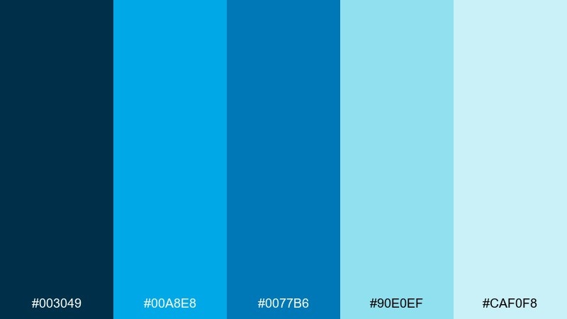 blue lagoon pop sea color palette with hex codes