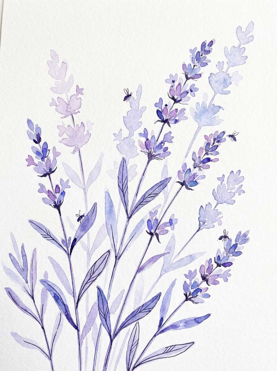 watercolor lavender print