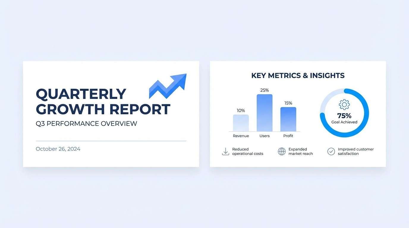 presentation slides in cool blues