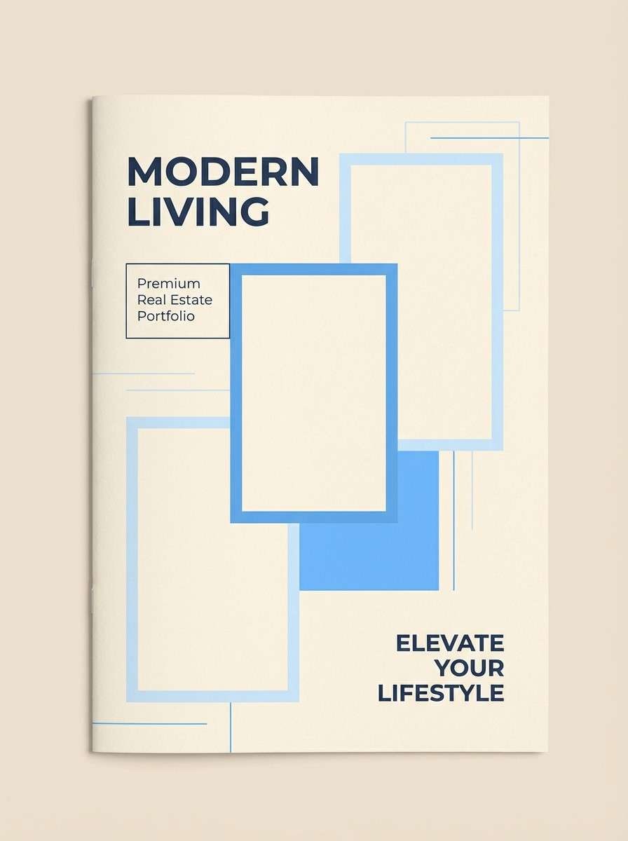 real estate brochure in coastal blues