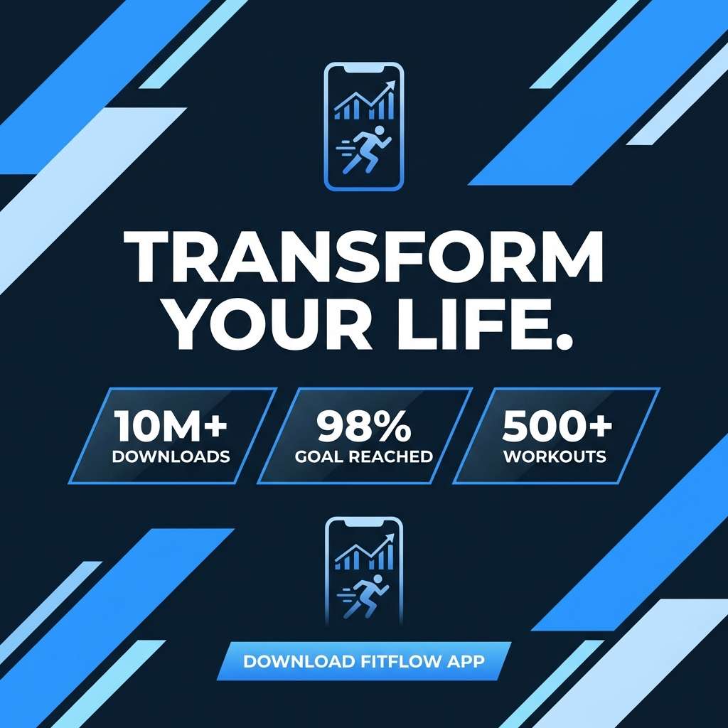 fitness ad in bold blues