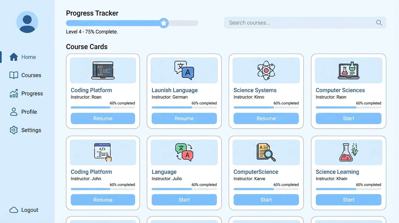 education ui in soft blue