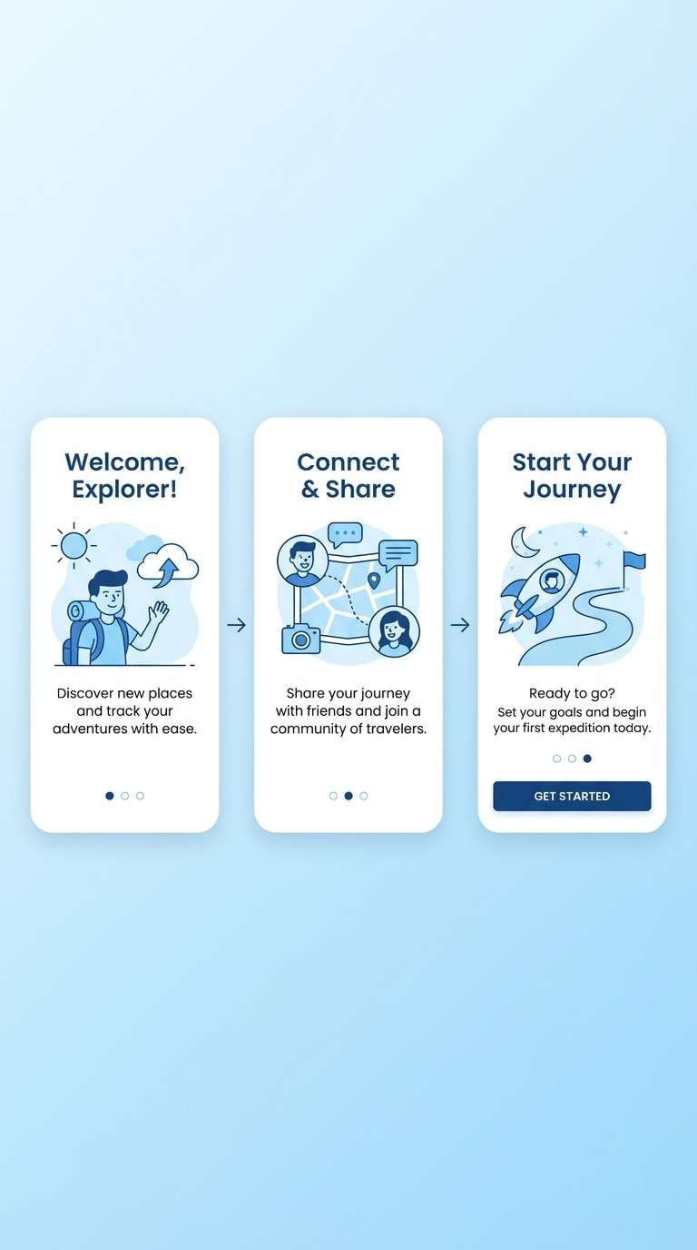 onboarding ui in light blues