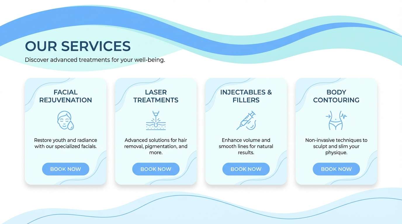 spa website cards in light blue