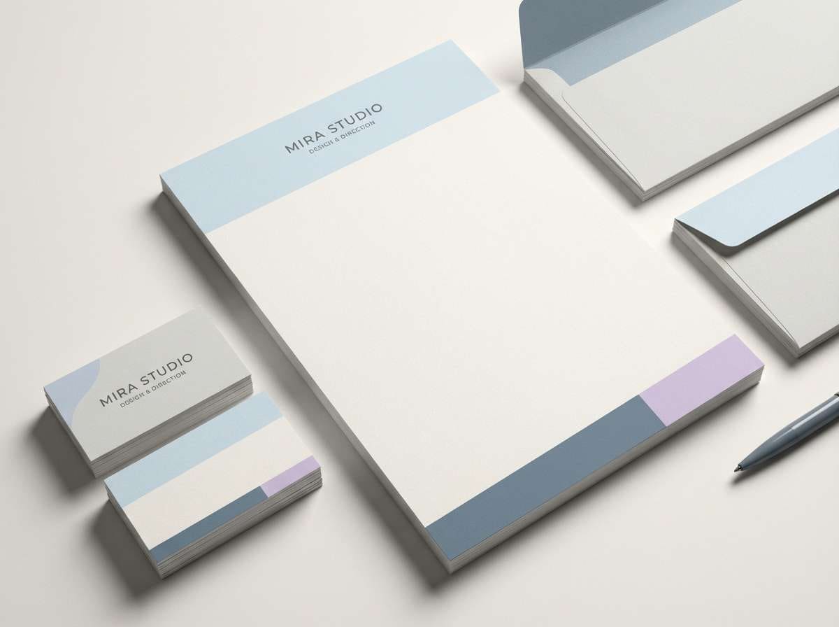 minimal stationery in cool grays