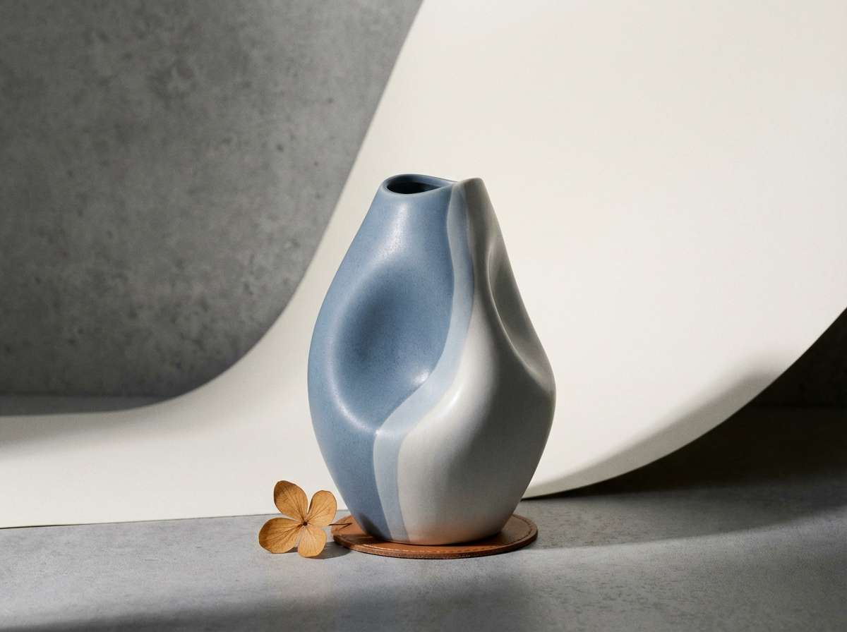 studio product ad in cool neutrals