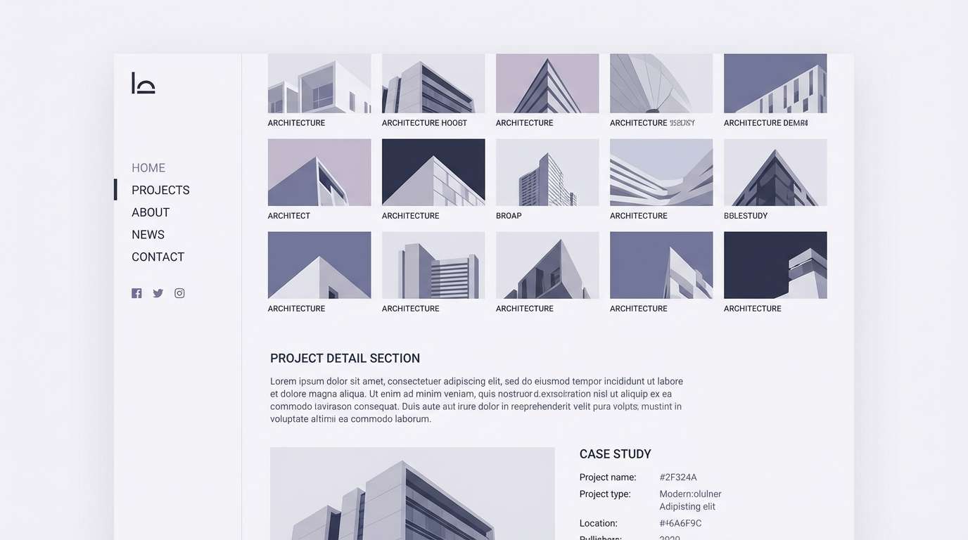 portfolio website in violet gray