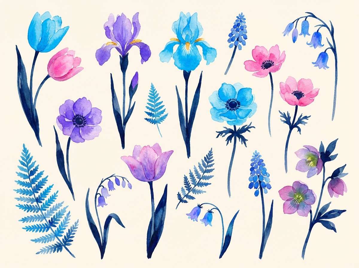 electric bloom floral illustration