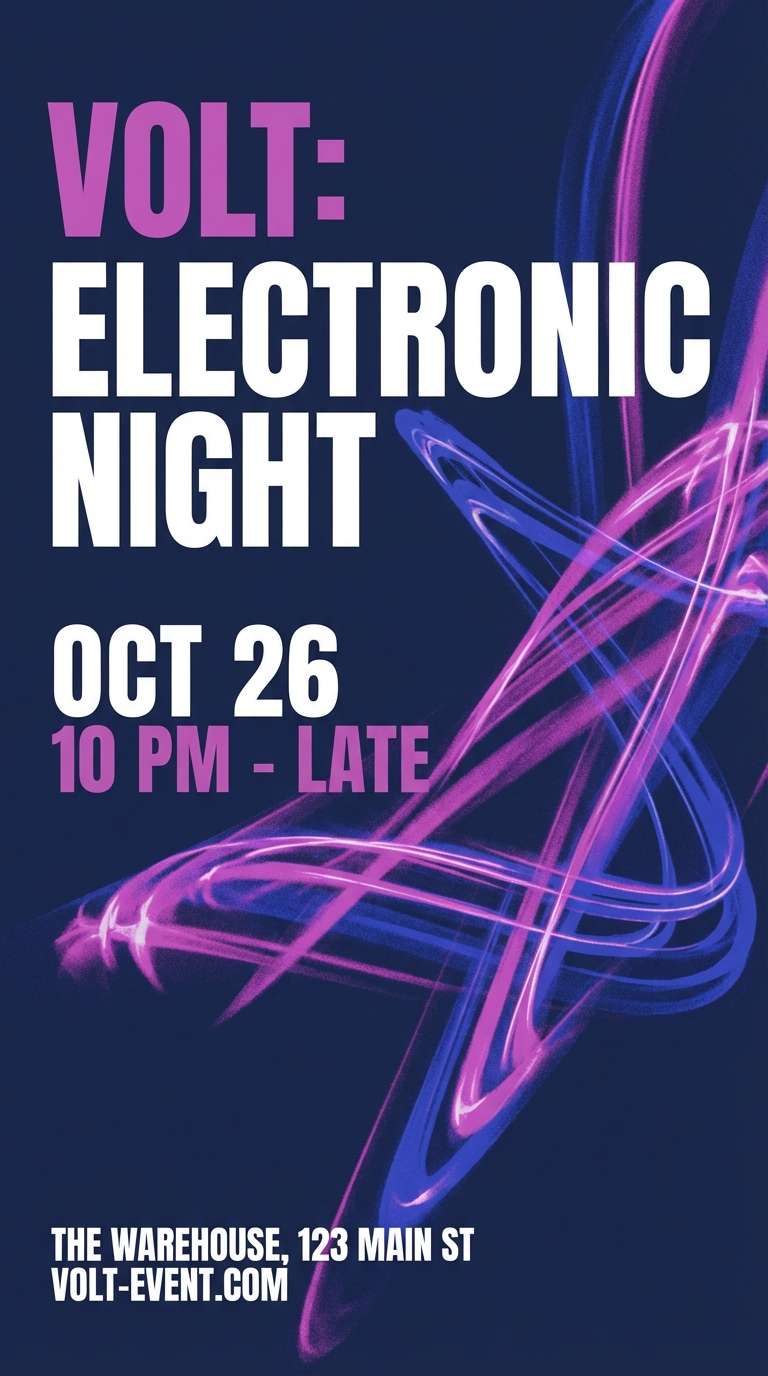 event flyer in electric mauve