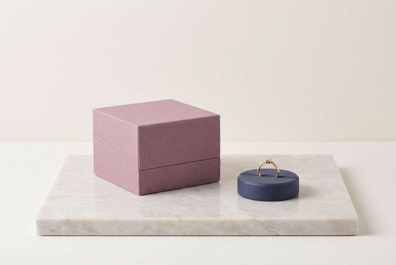 jewelry ad in mauve marble