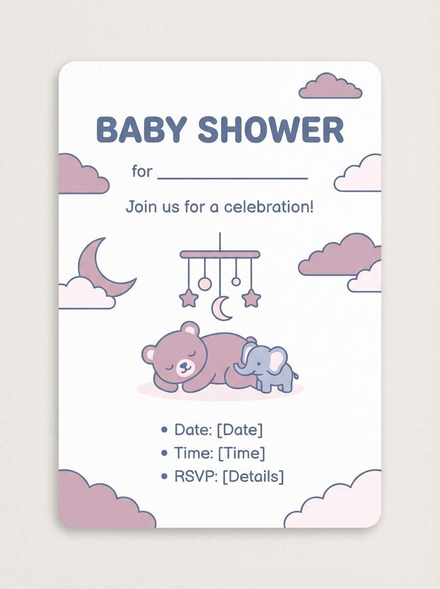 baby shower invite in mauve