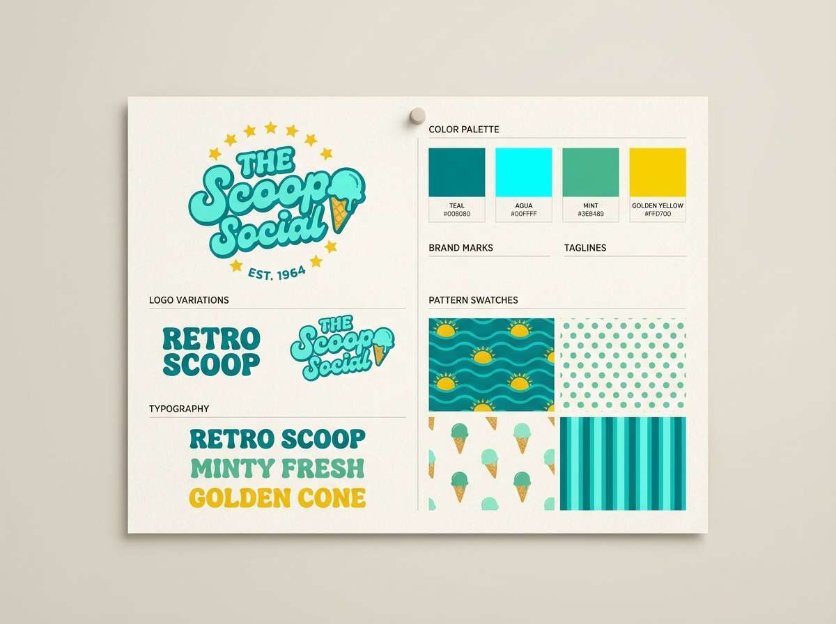 branding board in teal mint