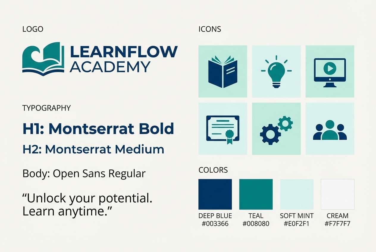 course brand kit in teal