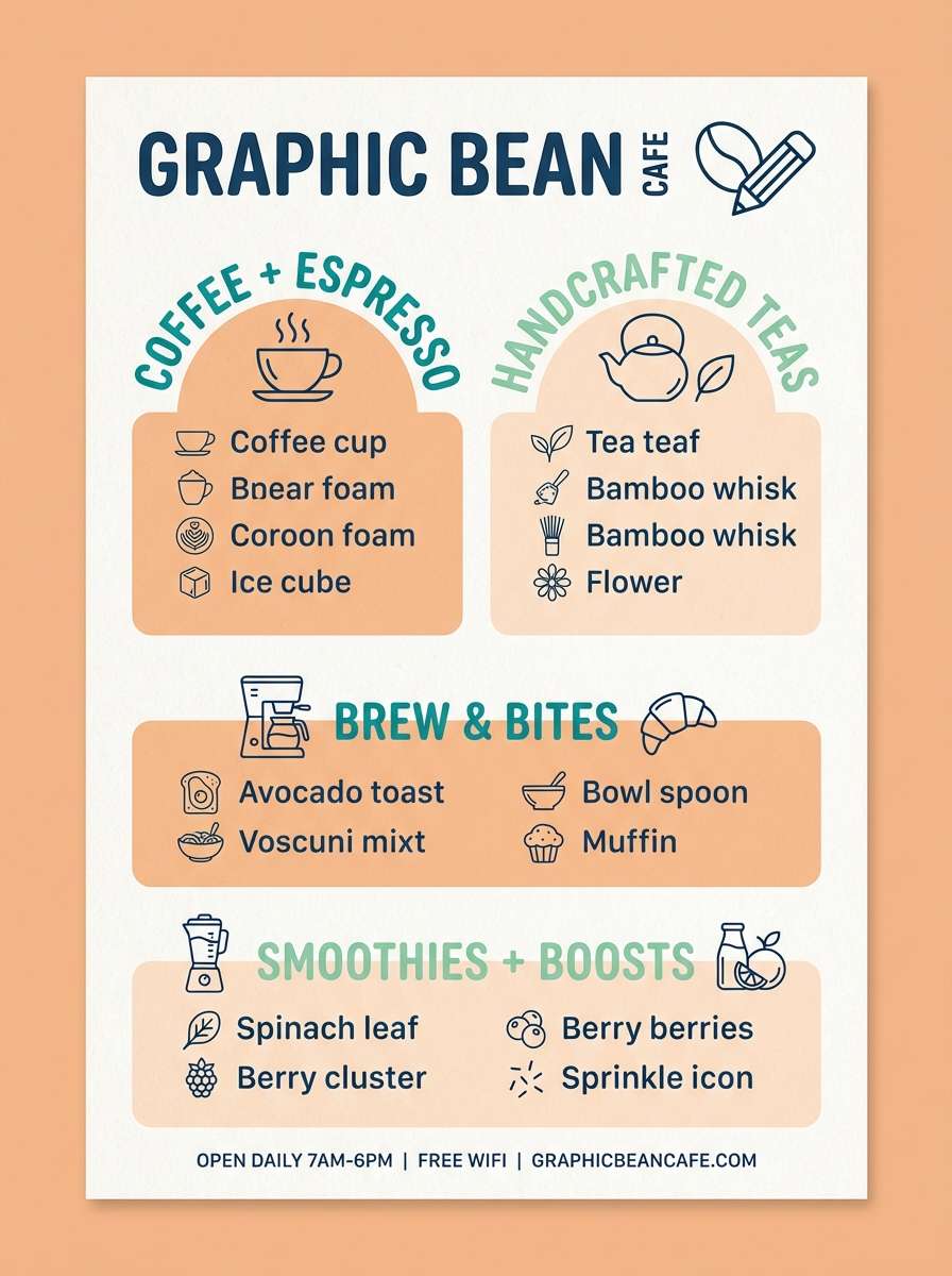 cafe menu in teal mint