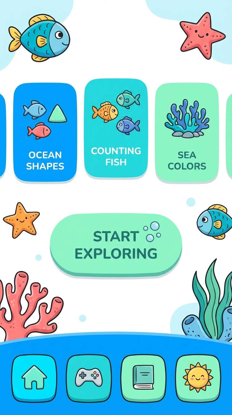 kids app ui in aqua mint