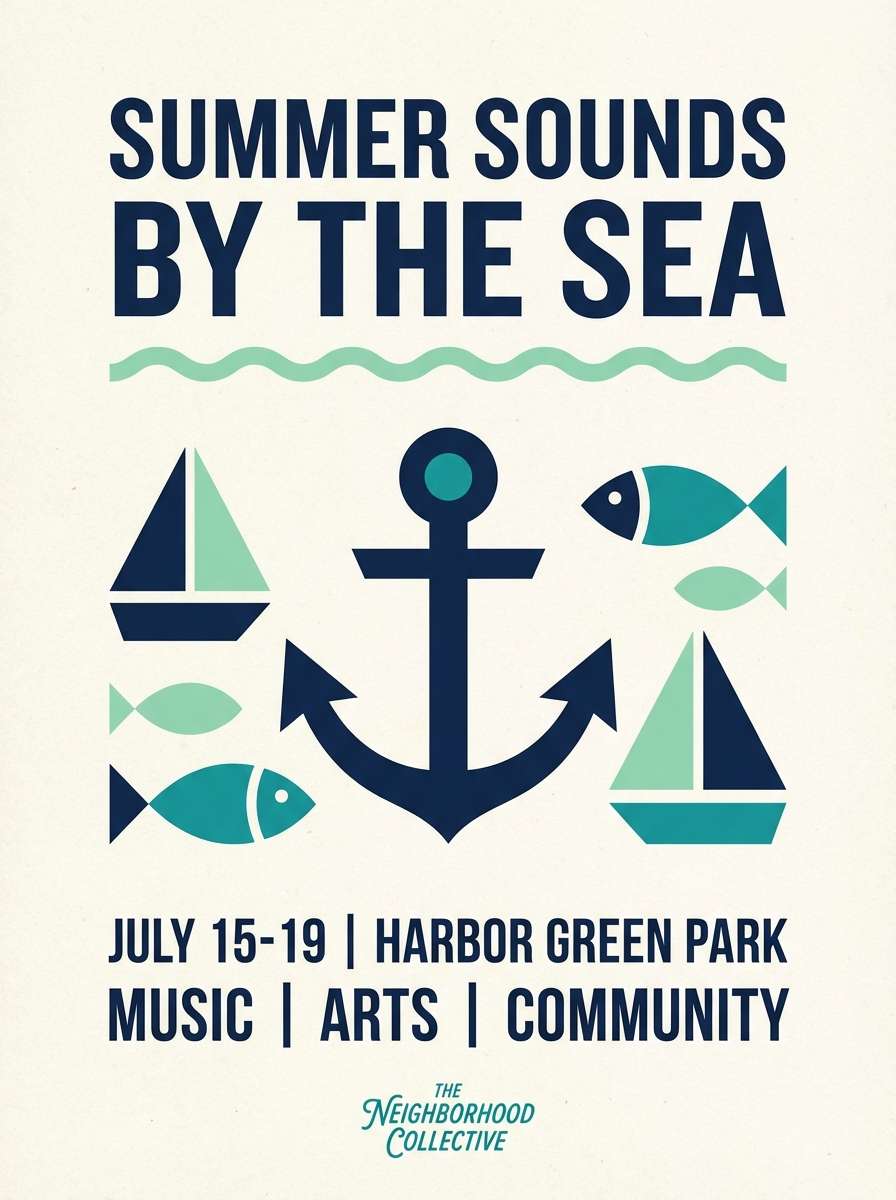 summer poster in navy mint