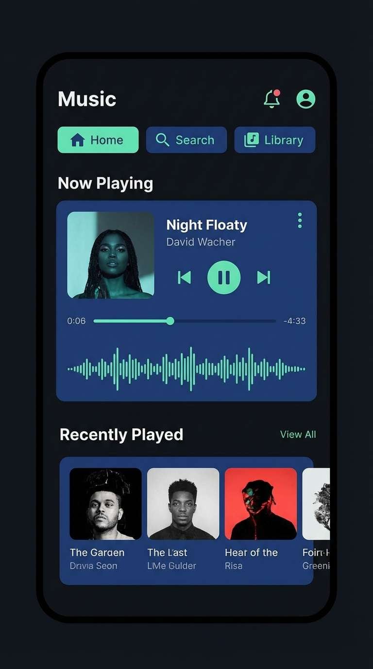 dark mode ui with mint