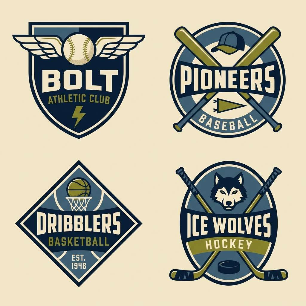 retro badge in navy and cream