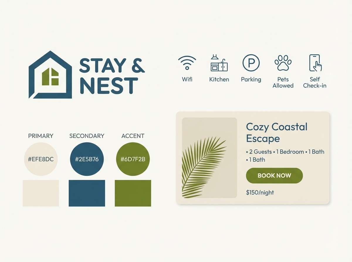 brand kit in blue and olive