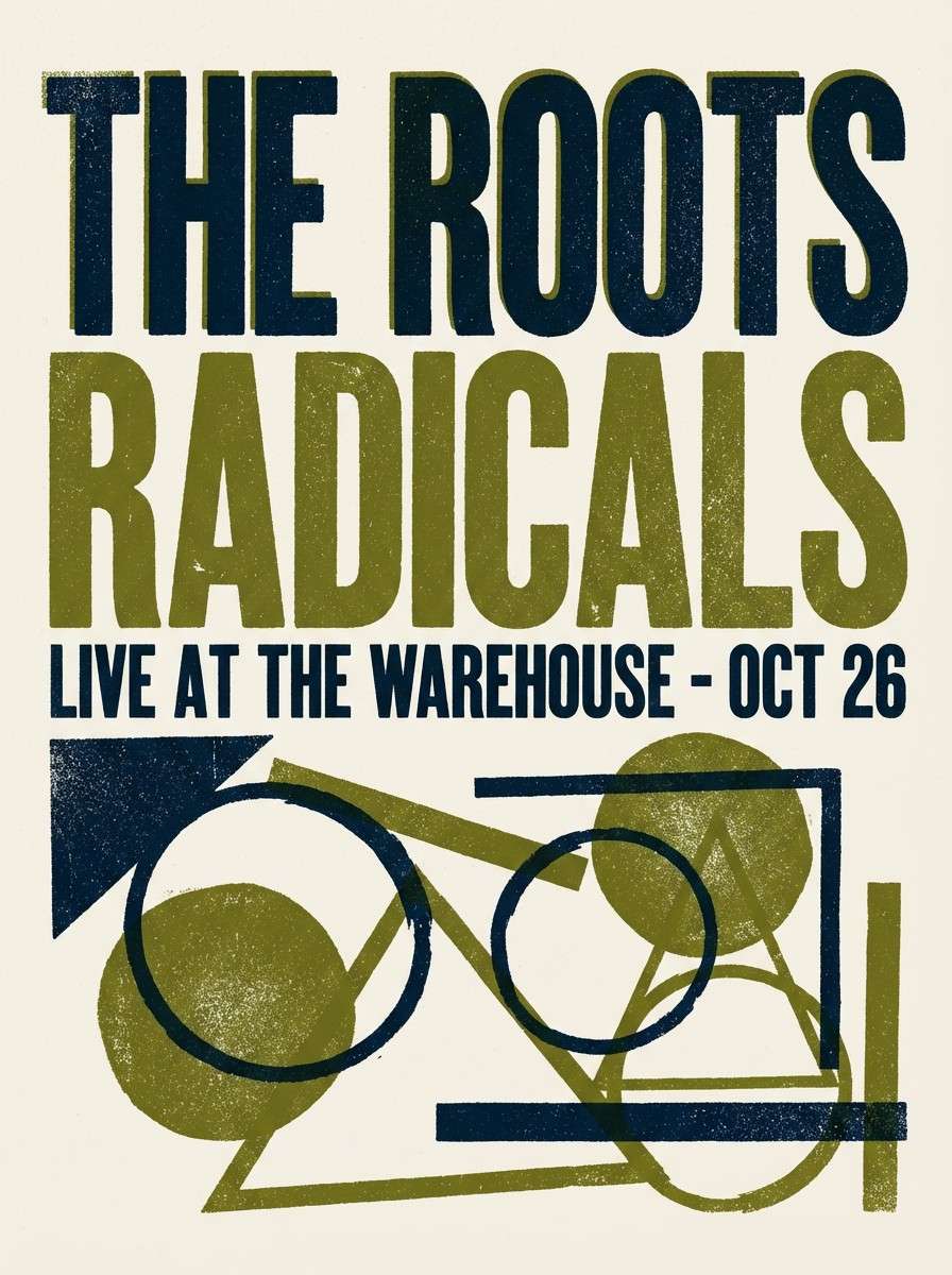 gig poster in ink blue olive