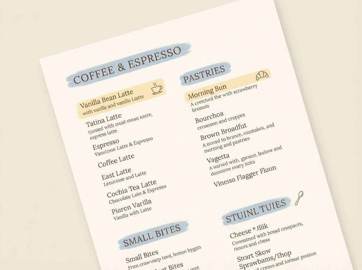 cafe menu layout