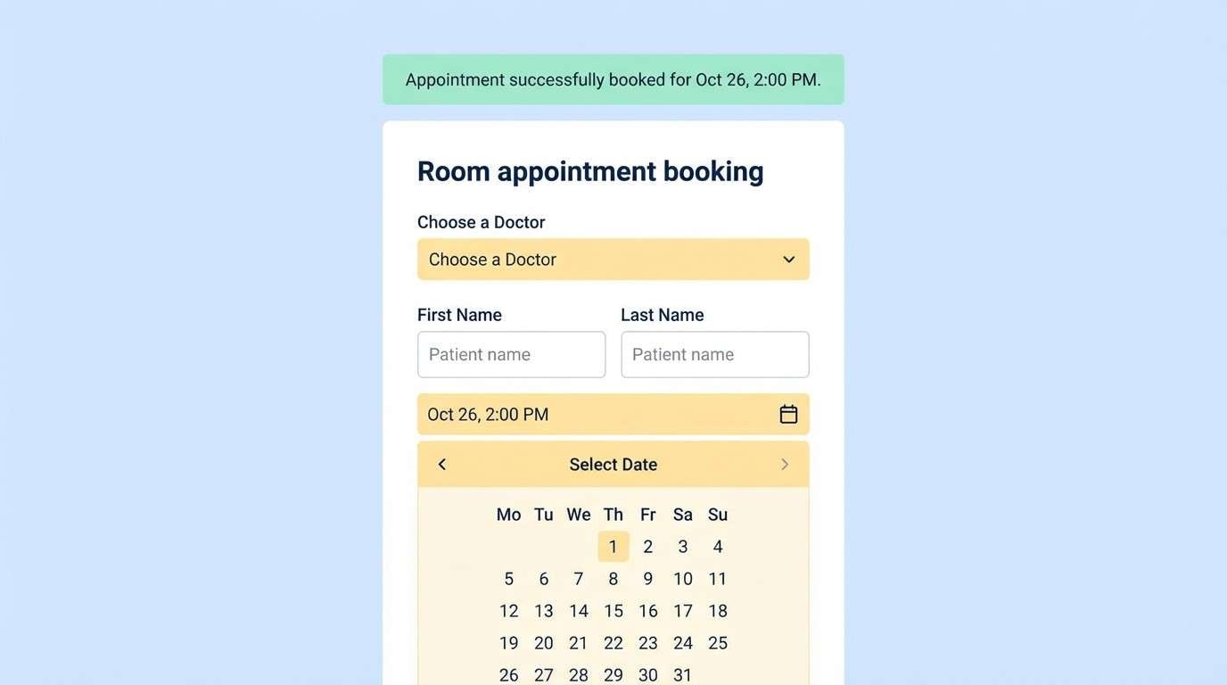 medical booking ui mockup