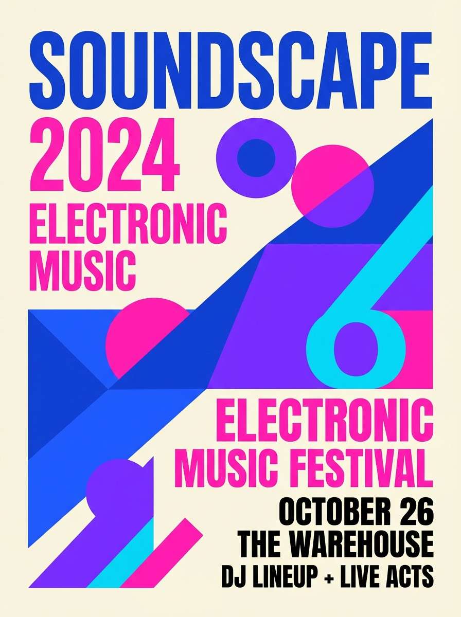 geometric music poster in blues