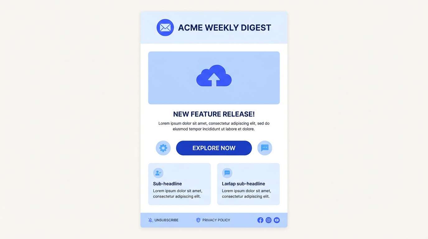 email template in icy blues