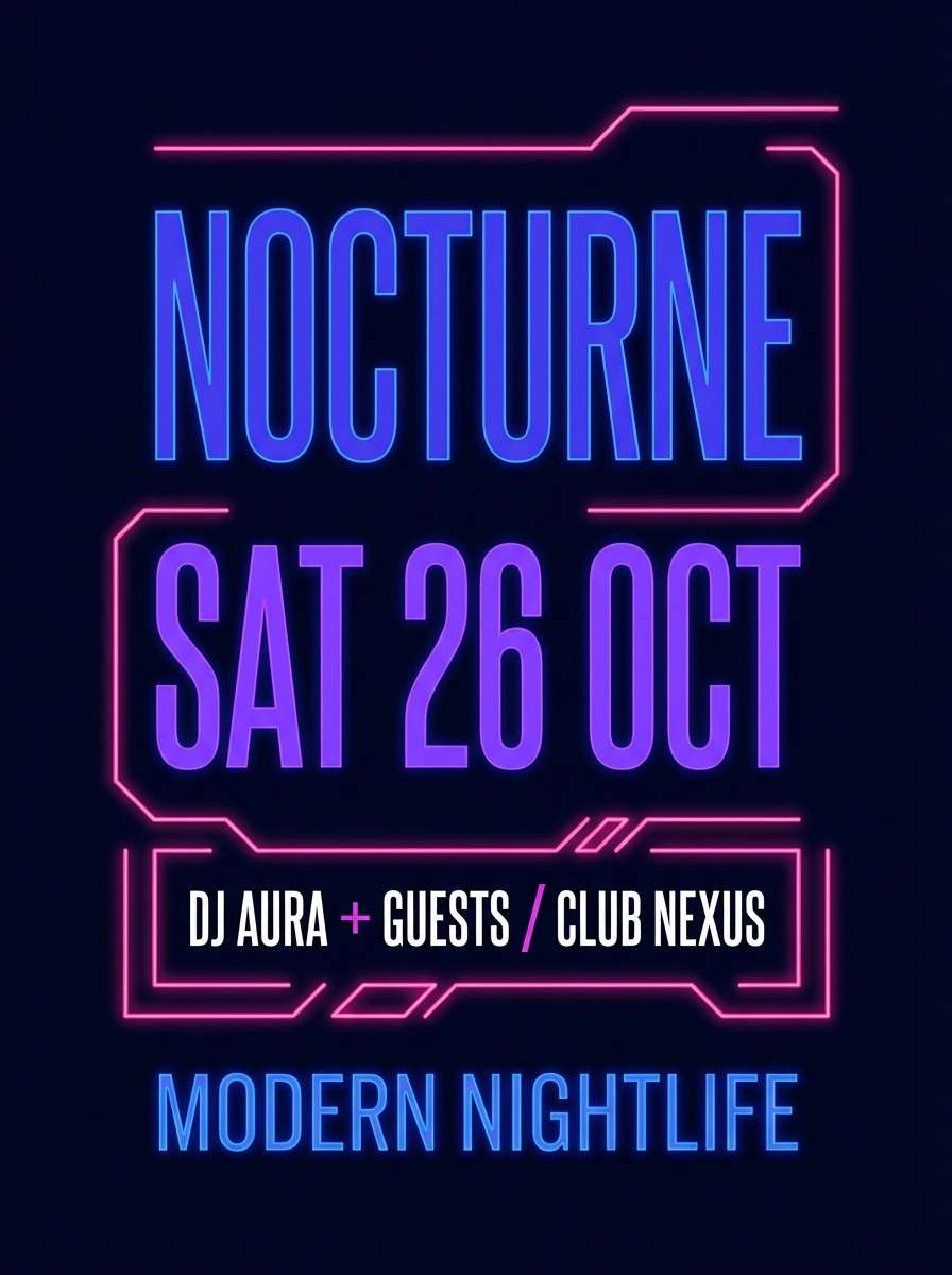 nightclub poster in neon indigo