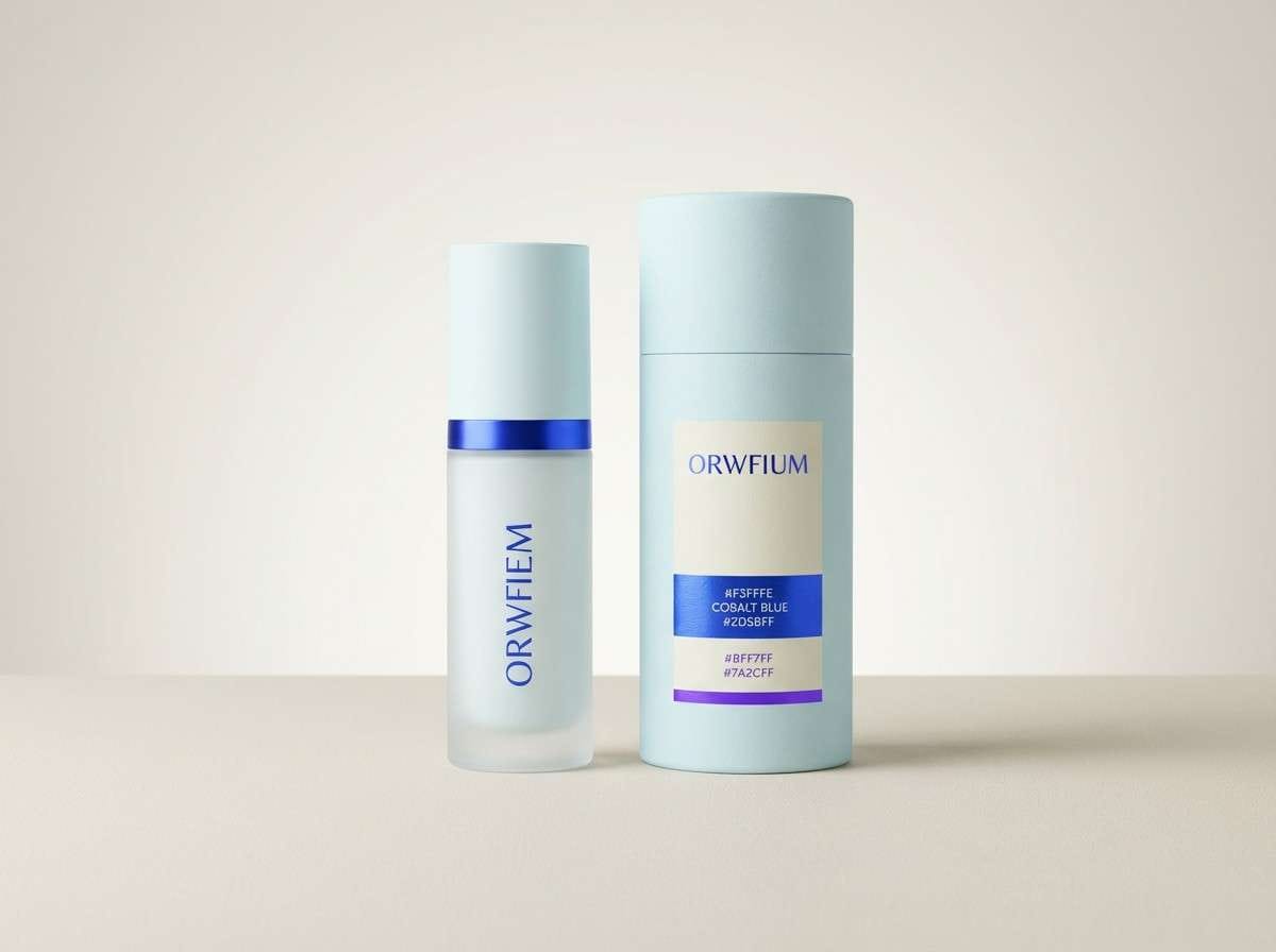 skincare packaging in cool blues
