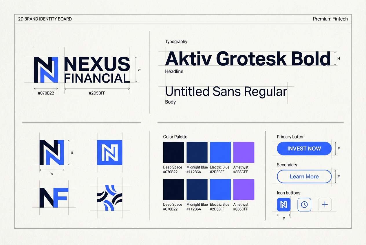 fintech branding board in blues