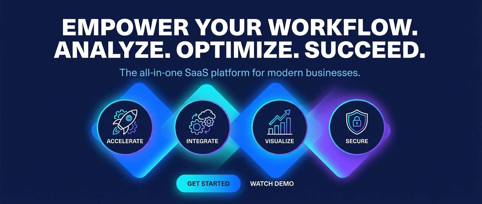 saas hero in neon blues